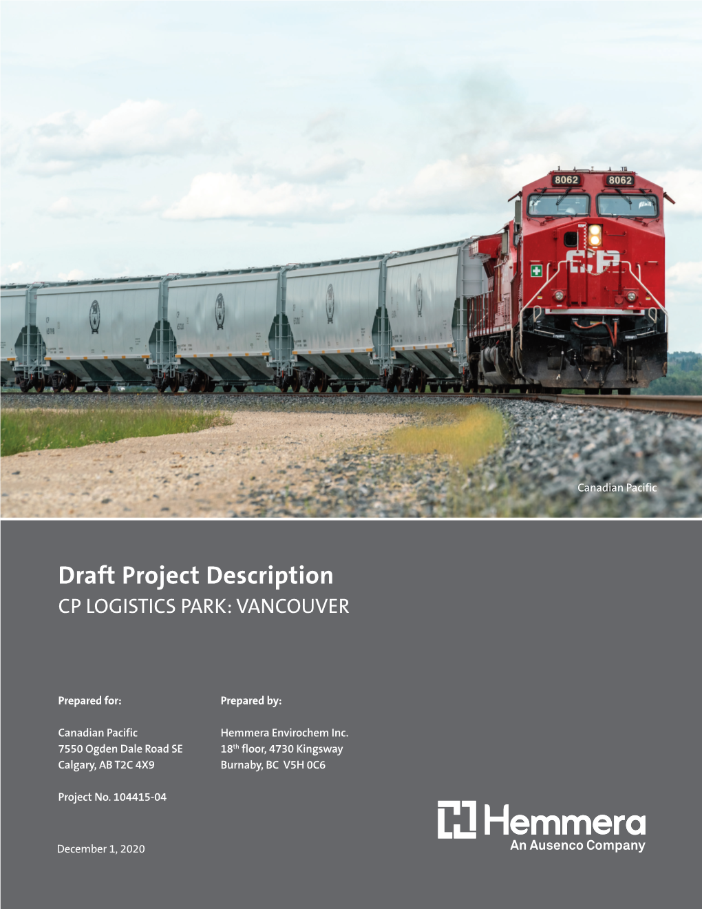 Draft Project Description, Cp Logistics Park: Vancouver Project No