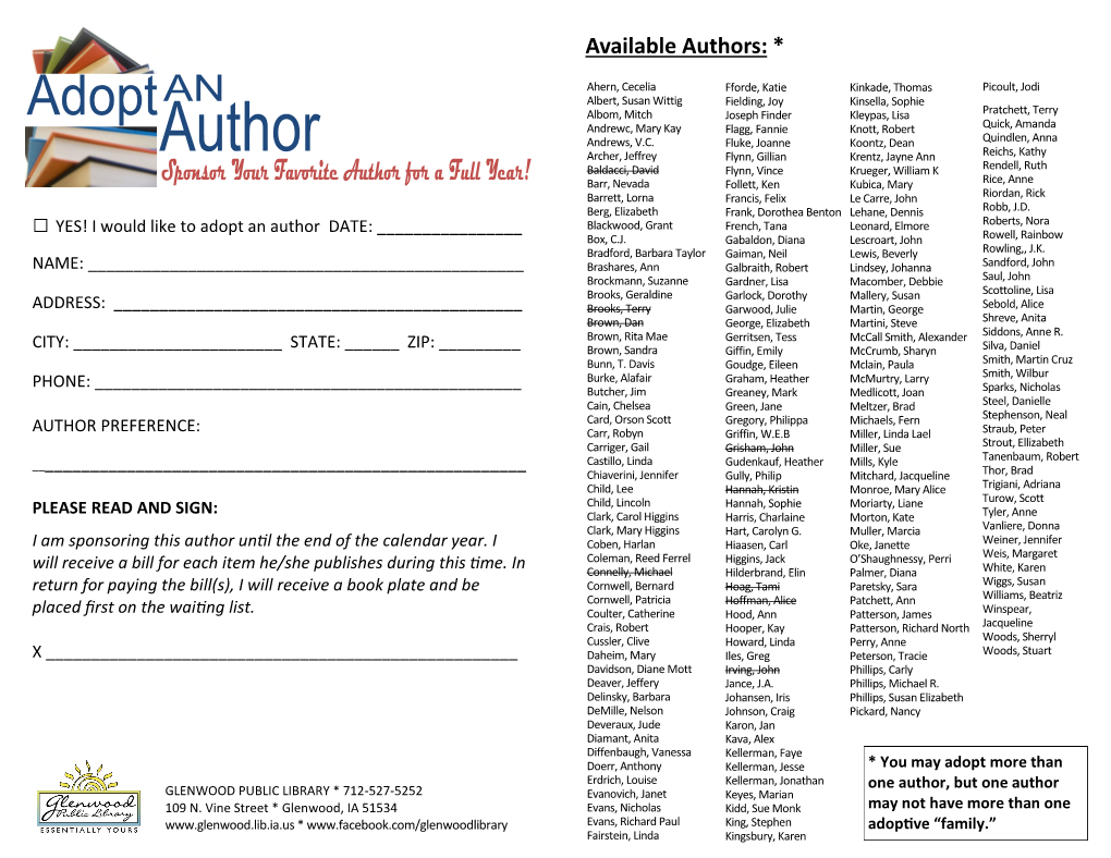 Available Authors: *