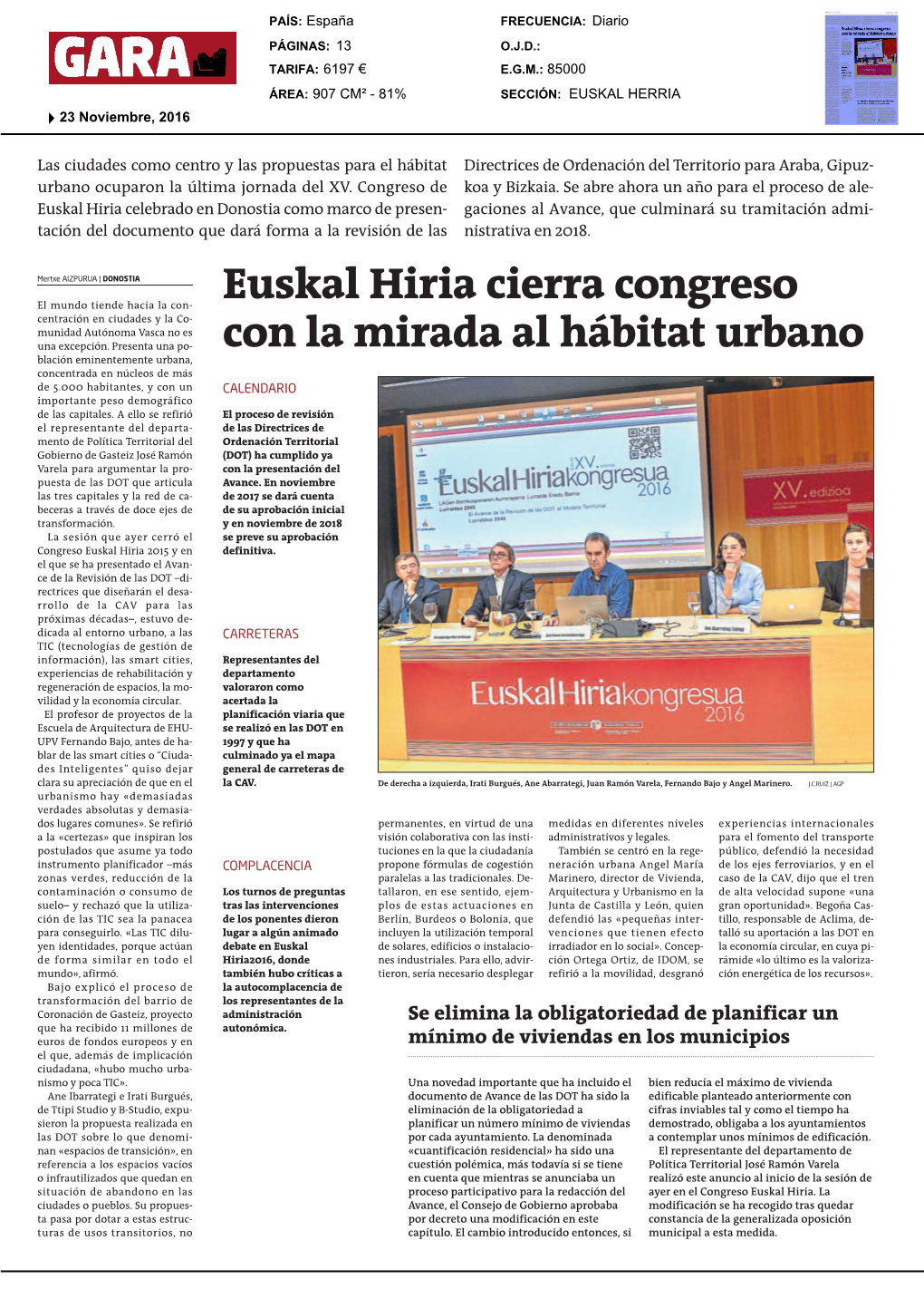Euskal Hiria Cierra Congreso Con La Mirada Al Hábitat Urbano
