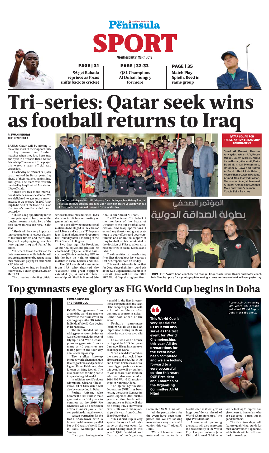 Qatar Seek Wins As Football Returns to Iraq