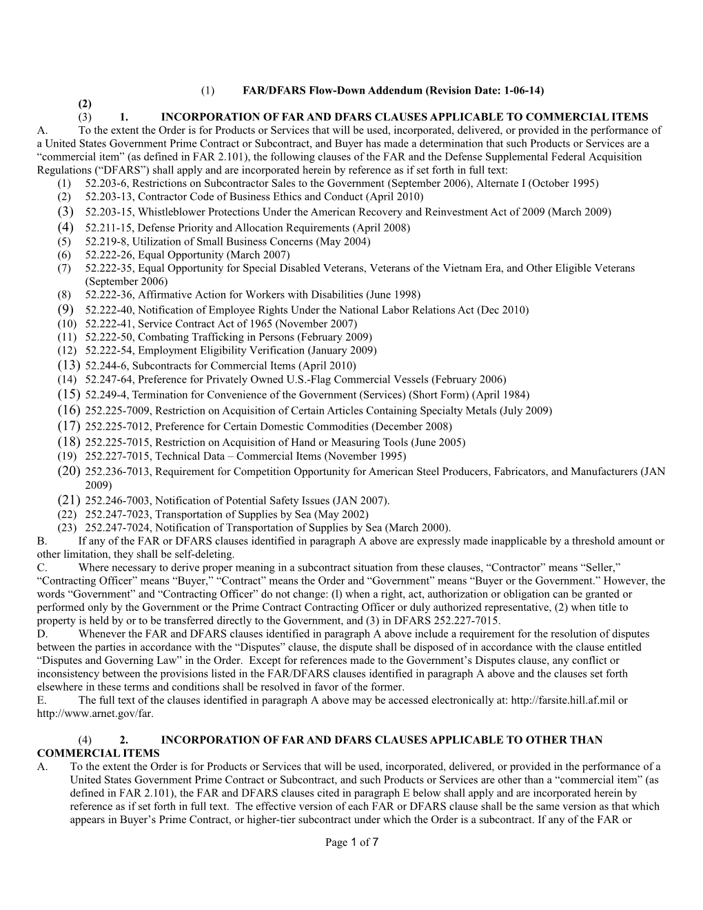 FAR/DFARS Clause Manual (Revision Date: 11-11-11)