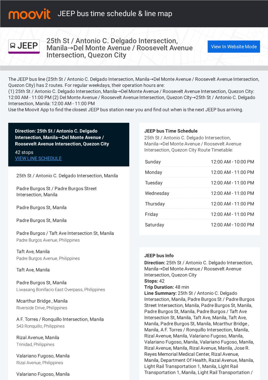 JEEP Bus Time Schedule & Line Route