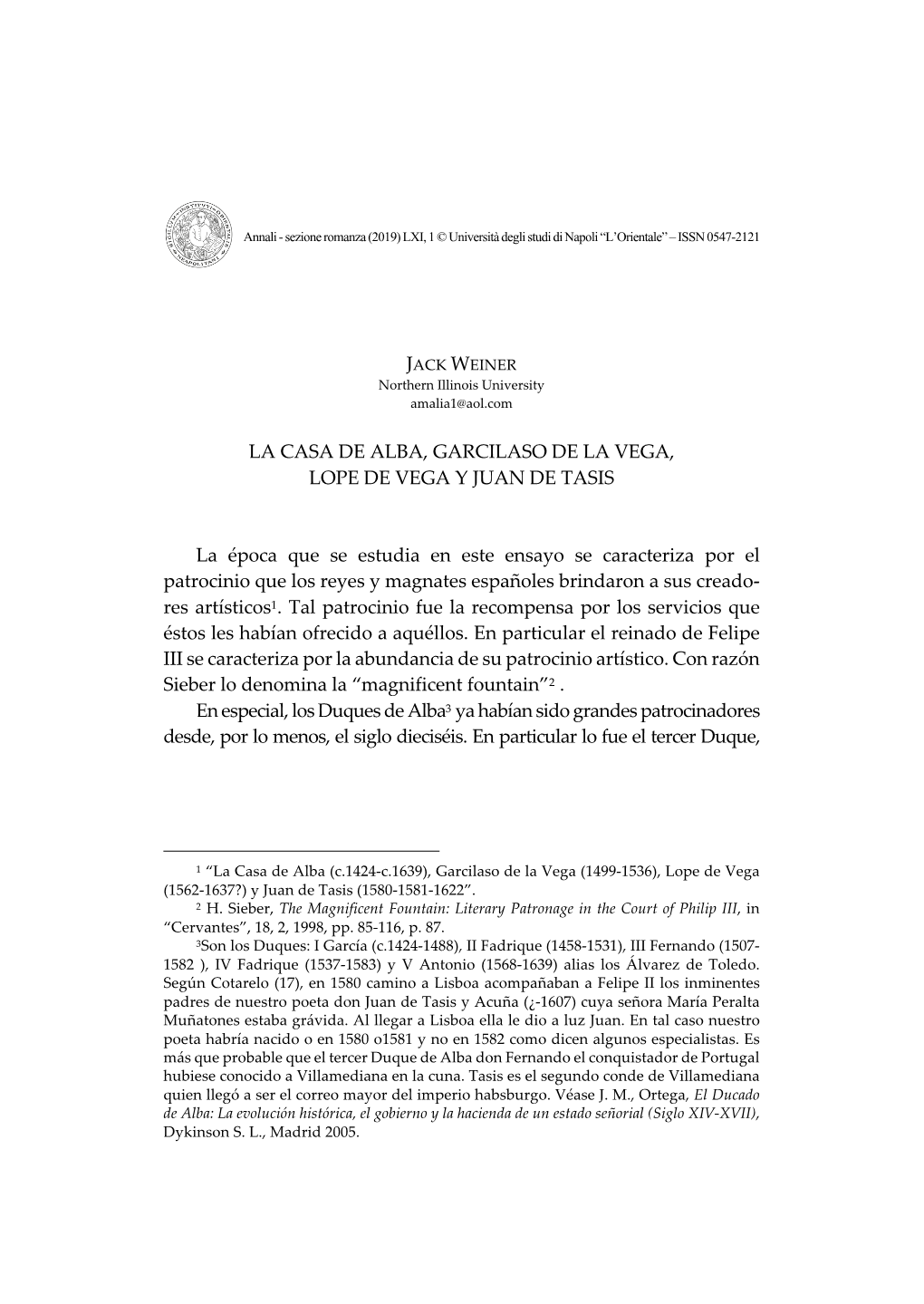 La Casa De Alba, Garcilaso De La Vega, Lope De Vega Y Juan De Tasis