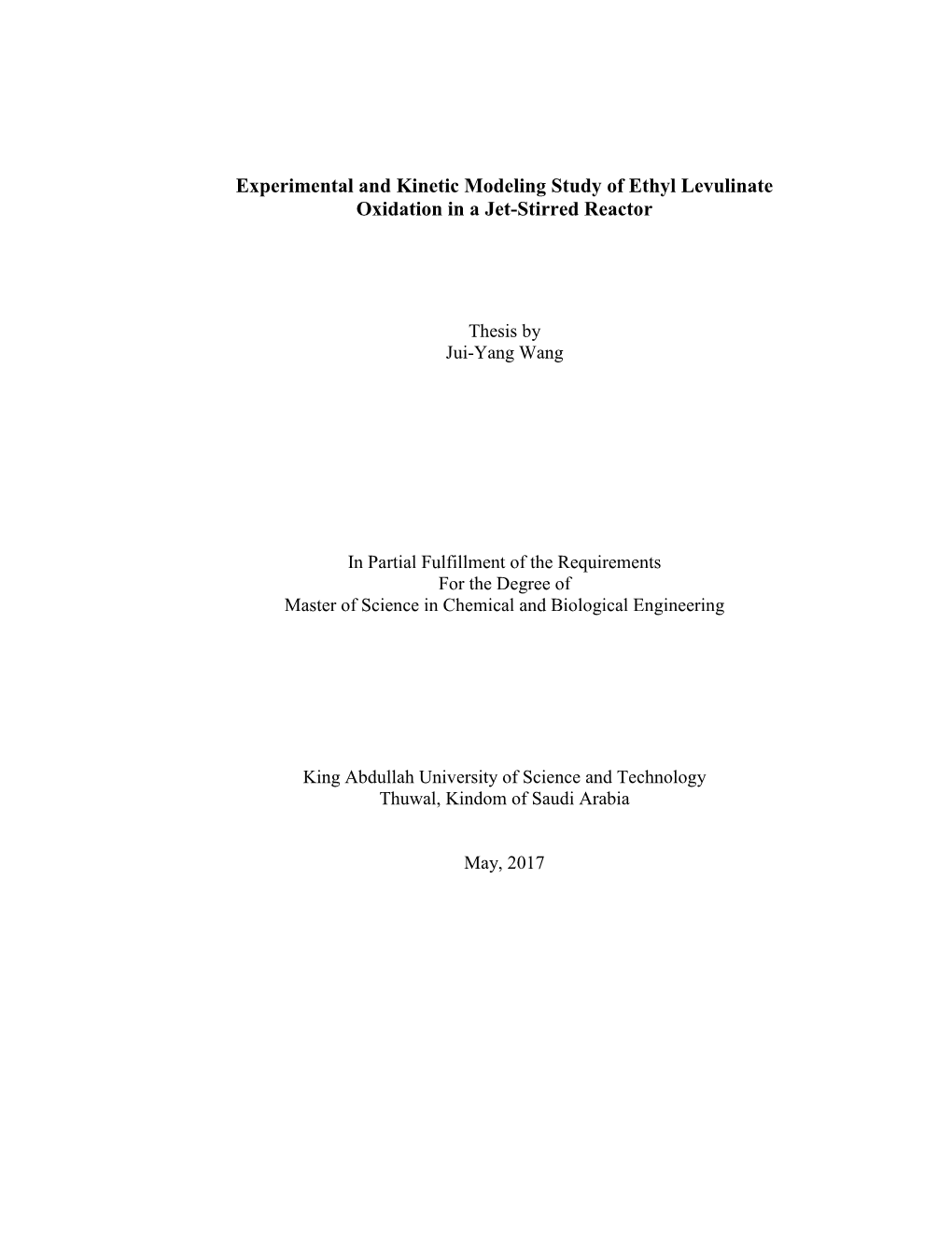 Experimental and Kinetic Modeling Study of Ethyl Levulinate Oxidation in a Jet-Stirred Reactor