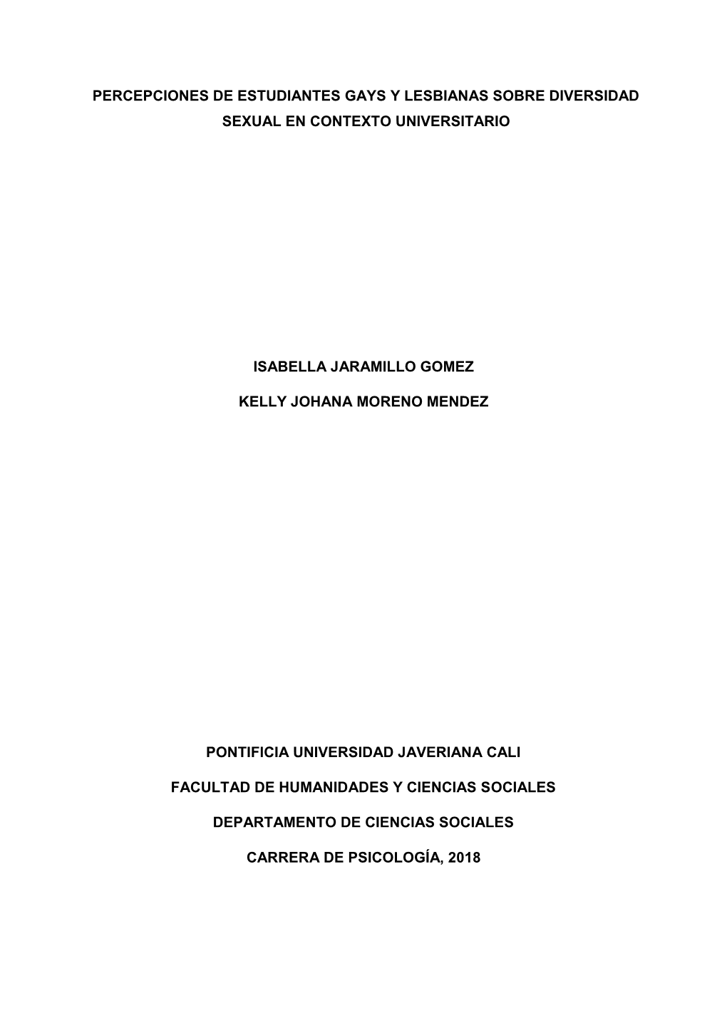 Percepciones De Estudiantes Gays Y Lesbianas Sobre Diversidad Sexual En Contexto Universitario