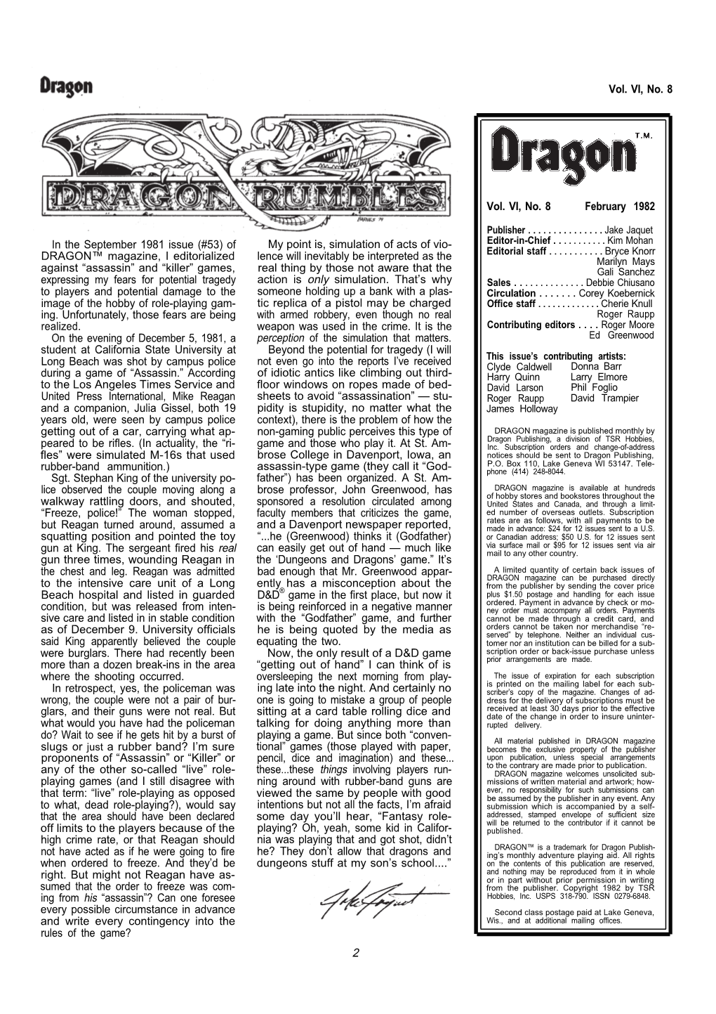(#53) of DRAGON™ Magazine, I Editorialized Against “Assassin”