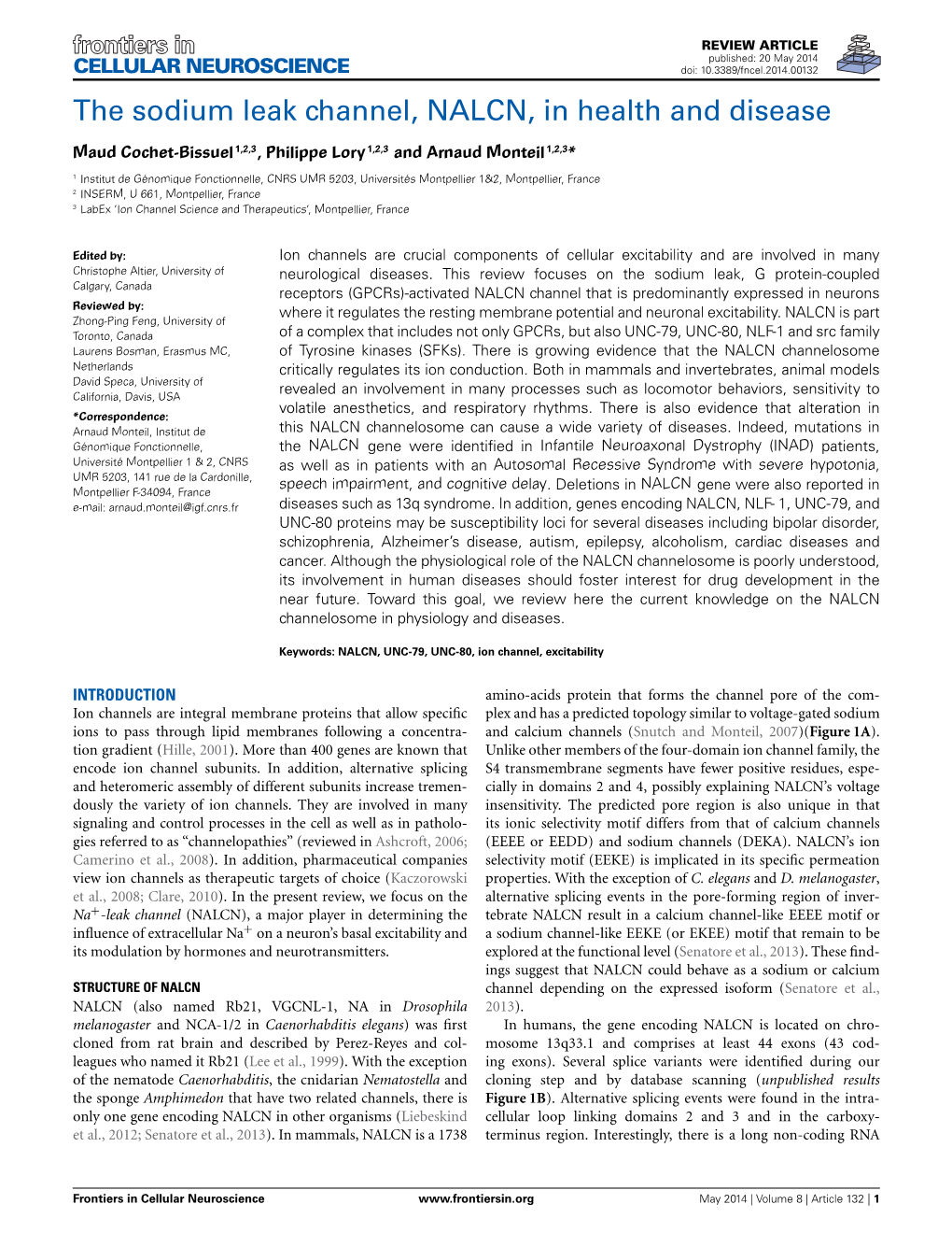 The Sodium Leak Channel, NALCN, in Health and Disease