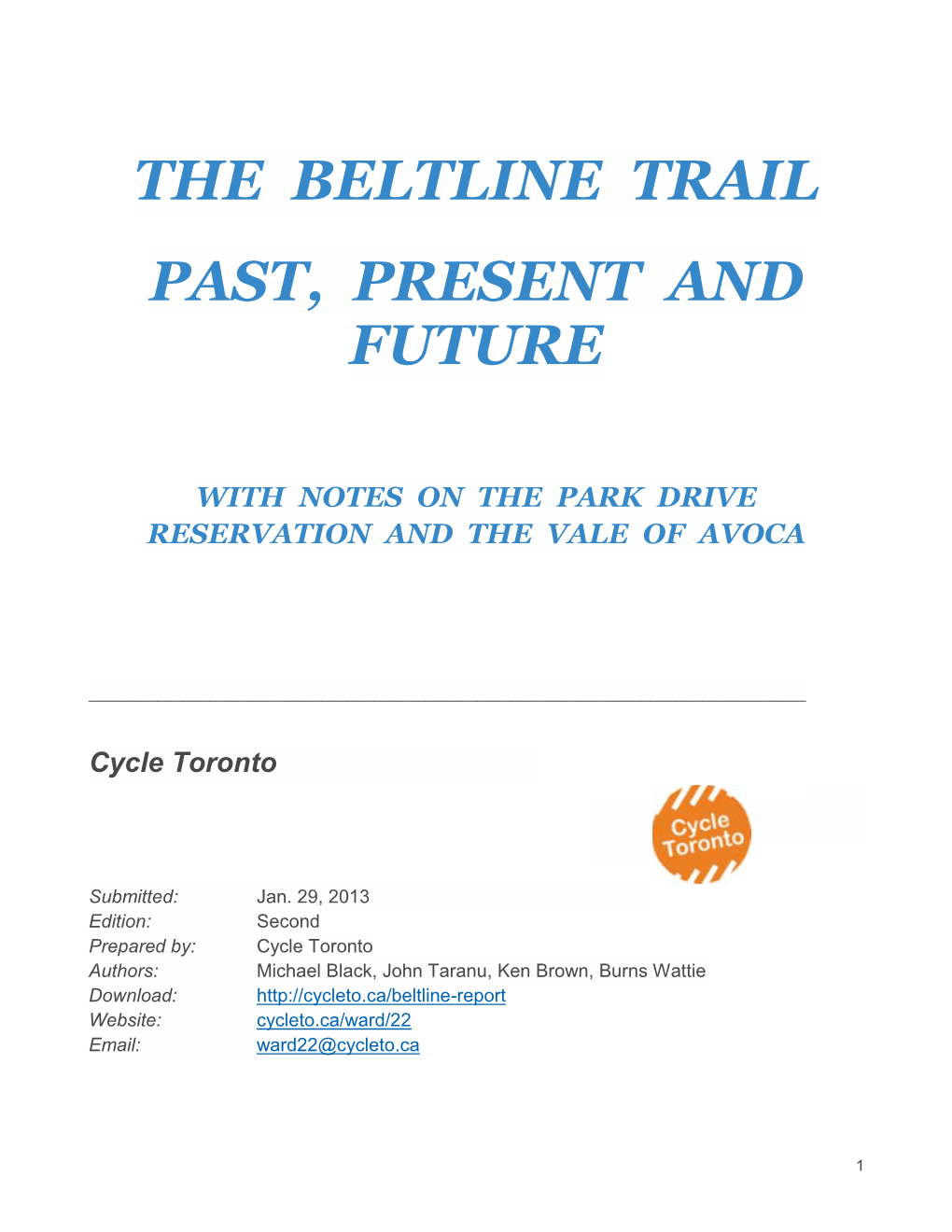 Cycle Toronto Beltline Report.Docx