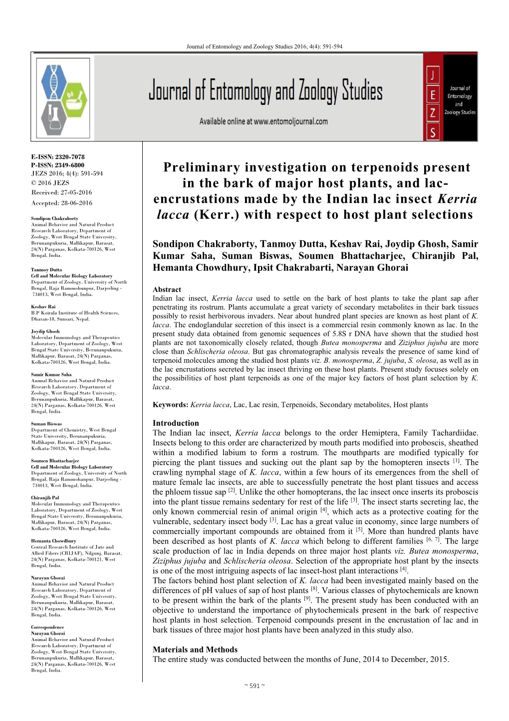 Preliminary Investigation on Terpenoids Present in the Bark Of