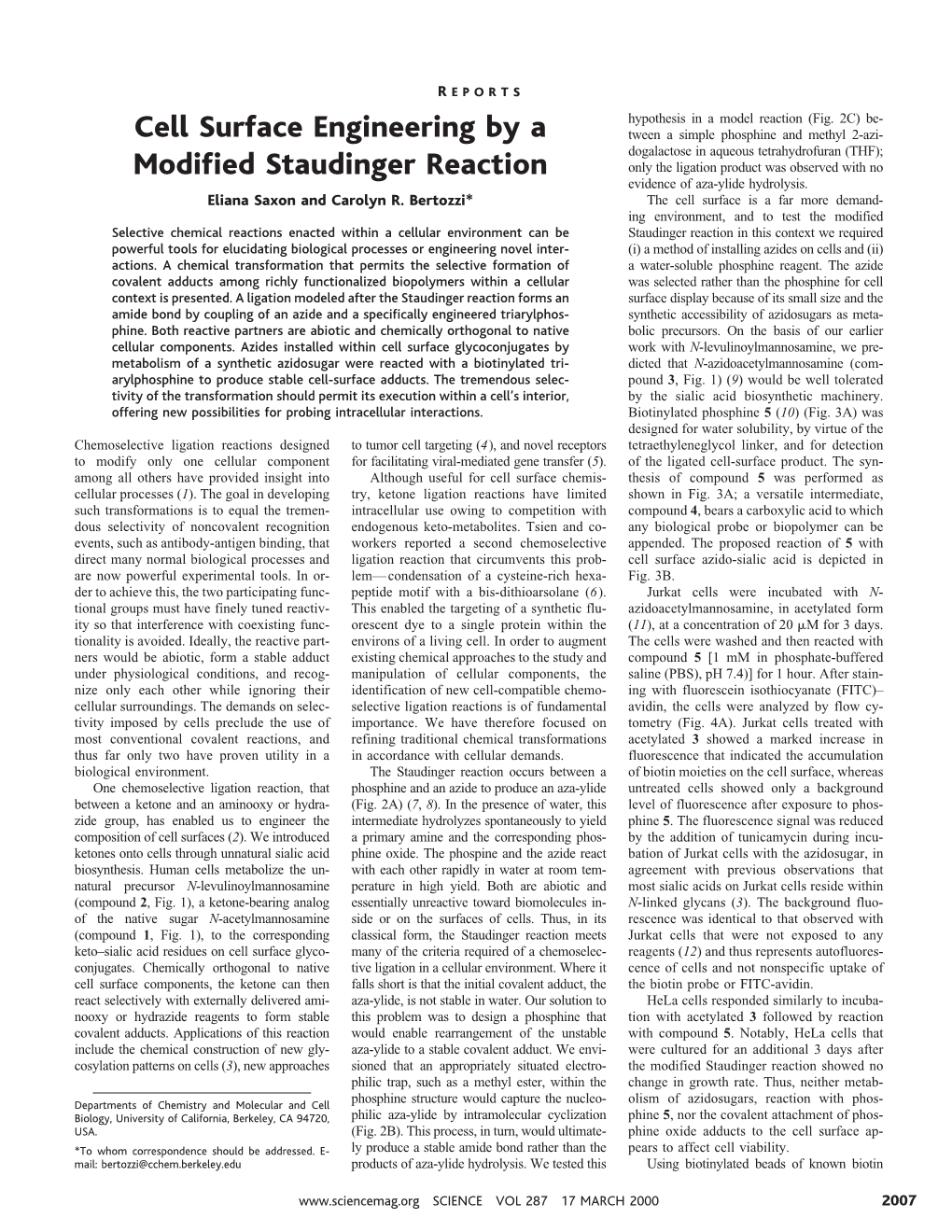 Cell Surface Engineering by a Modified Staudinger Reaction