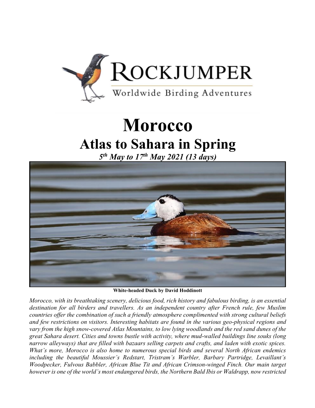 Morocco Atlas to Sahara in Spring 5Th May to 17Th May 2021 (13 Days)