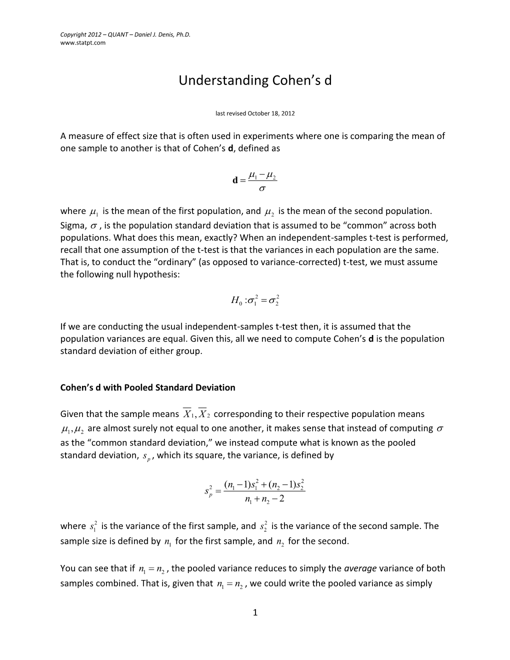 Understanding Cohen's D