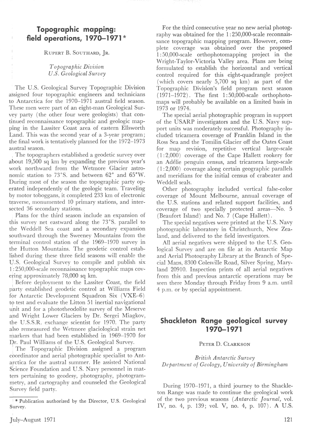 Shackleton Range Geological Survey 1970-1971