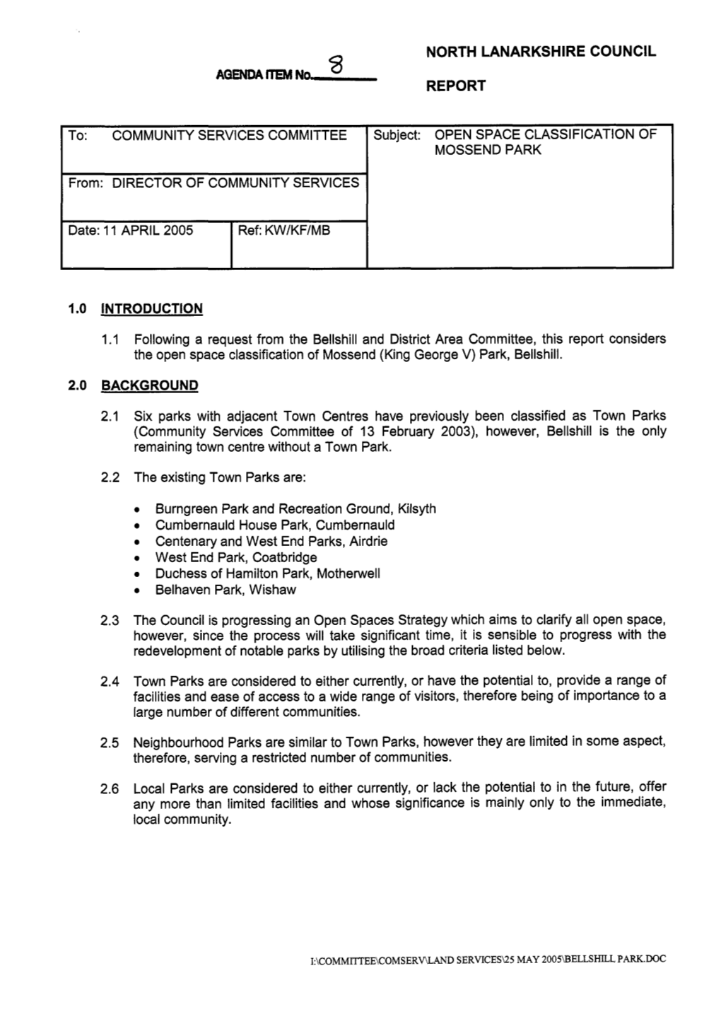 North Lanarkshire Council Report