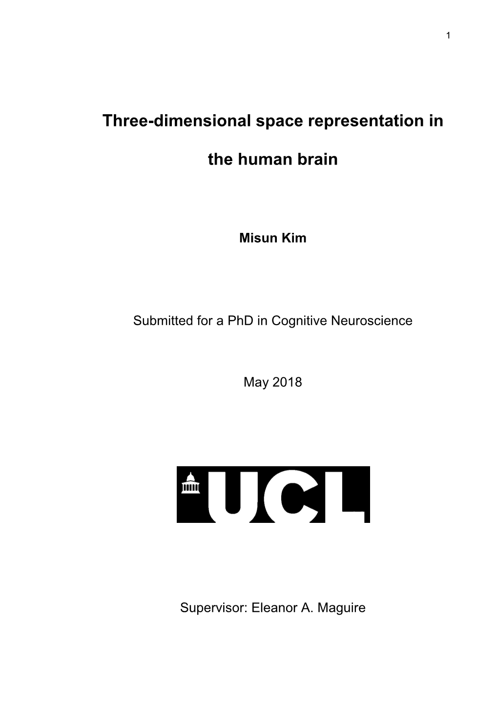 Three-Dimensional Space Representation in the Human Brain