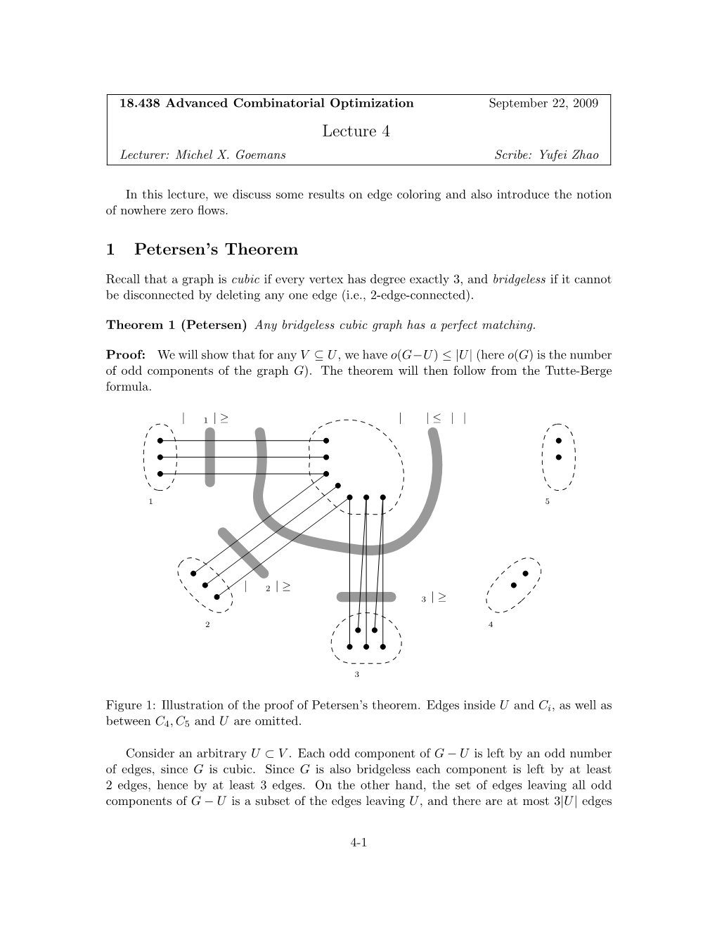 Lecture 4 1 Petersen's Theorem