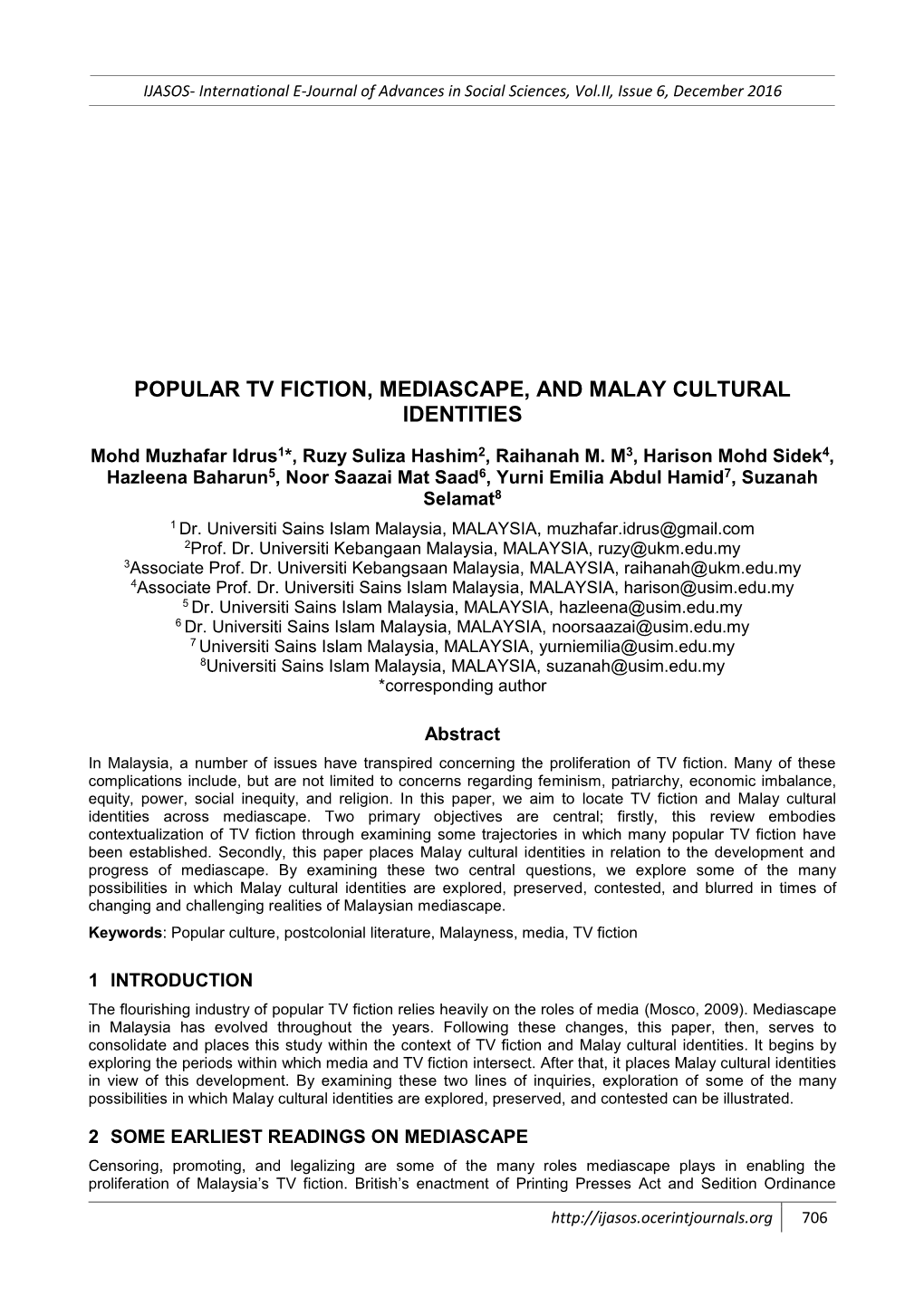 Popular Tv Fiction, Mediascape, and Malay Cultural Identities