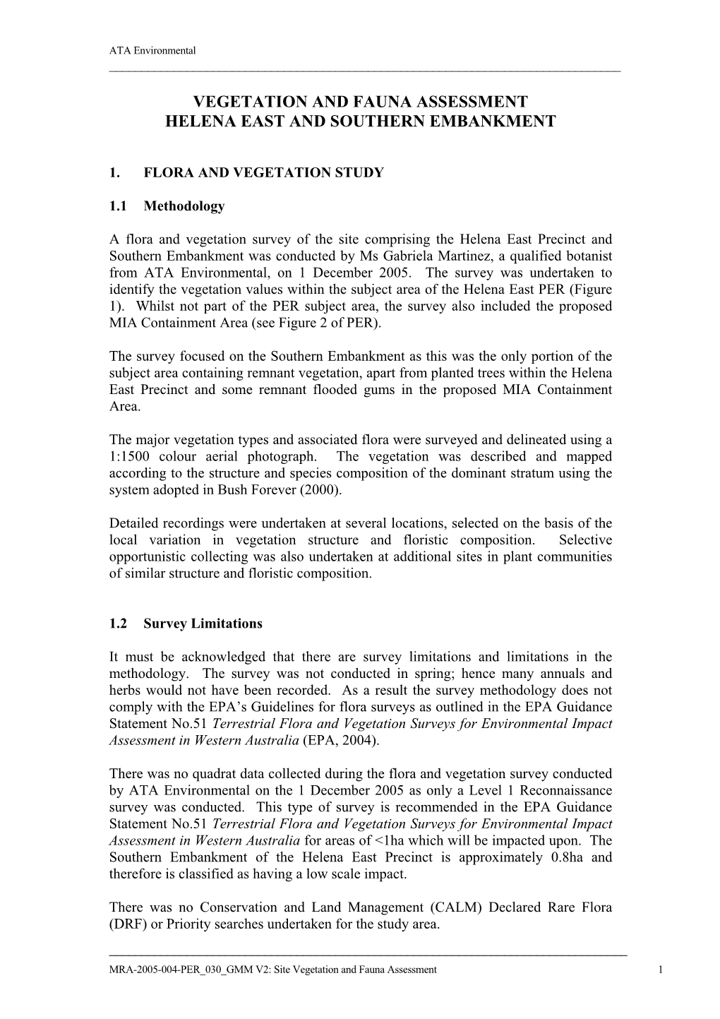 Vegetation and Fauna Assessment Helena East and Southern Embankment