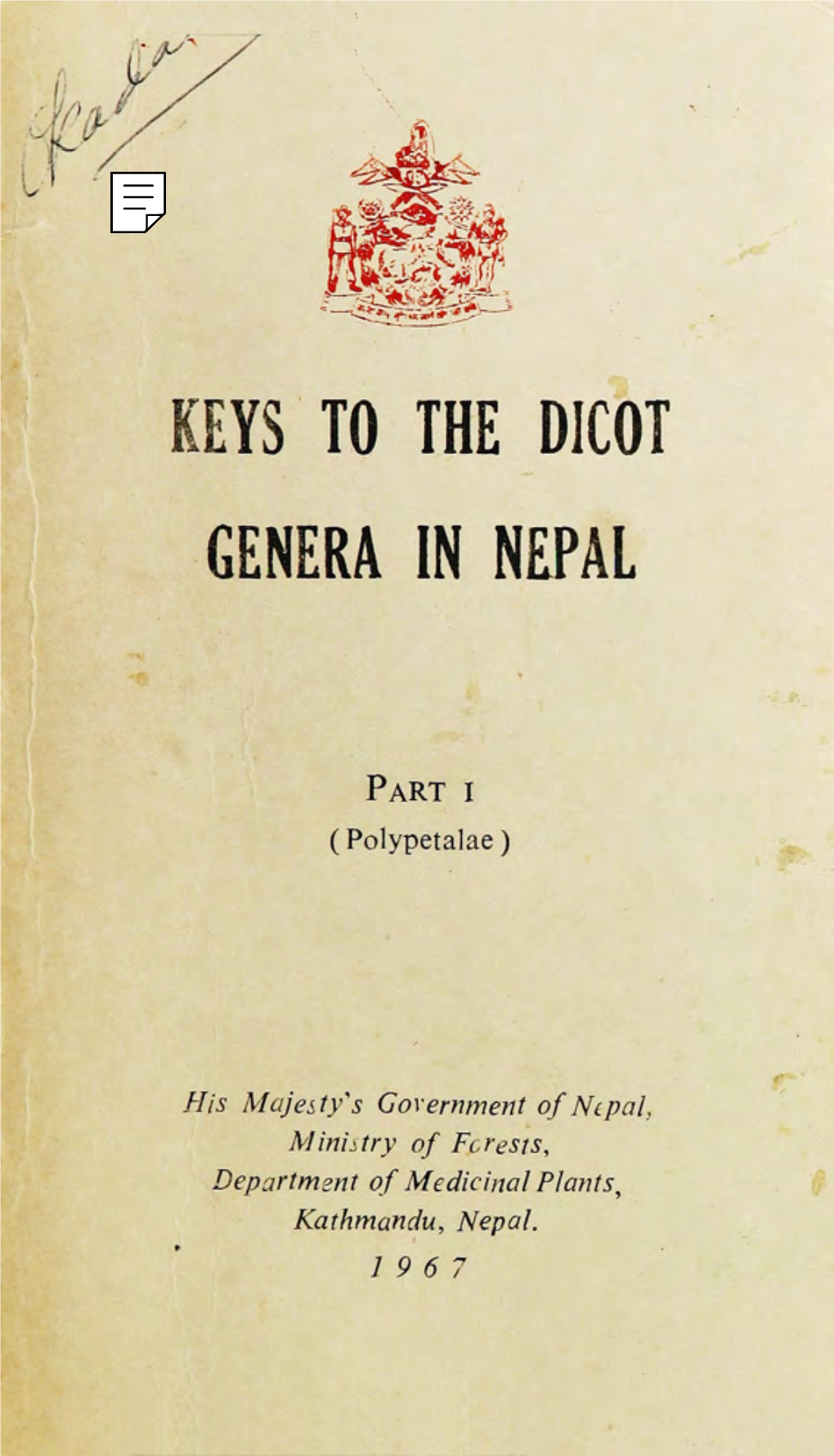 Keys to Dicot Genera in Nepal