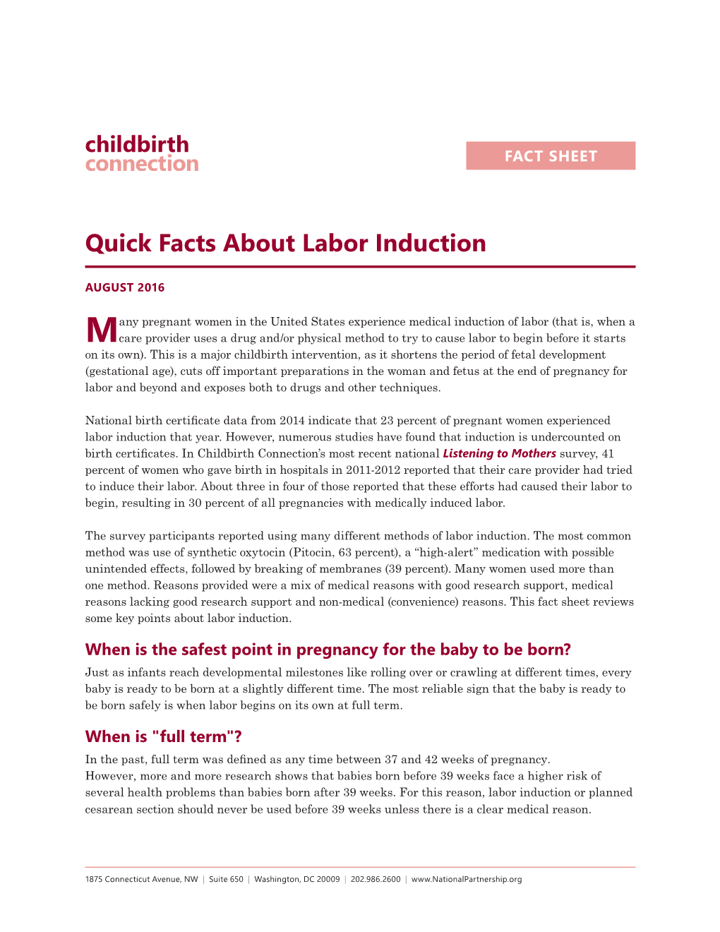 Quick Facts About Labor Induction