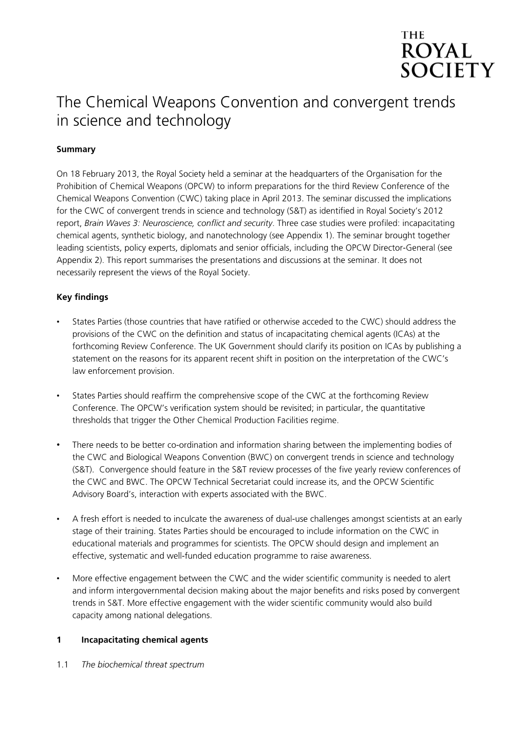 The Chemical Weapons Convention and Convergent Trends in Science and Technology