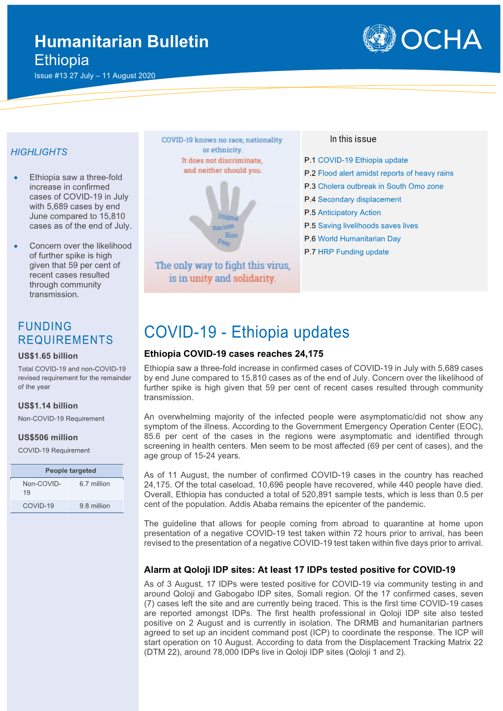 Ethiopia Updates Humanitarian Bulletin