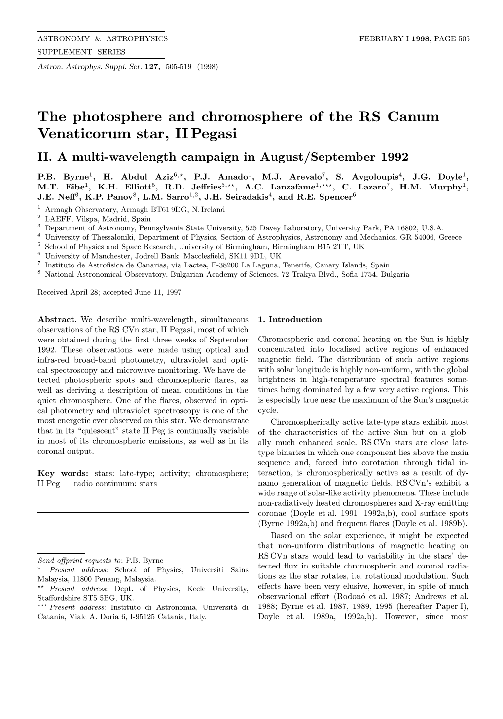 The Photosphere and Chromosphere of the RS Canum Venaticorum Star, II Pegasi II