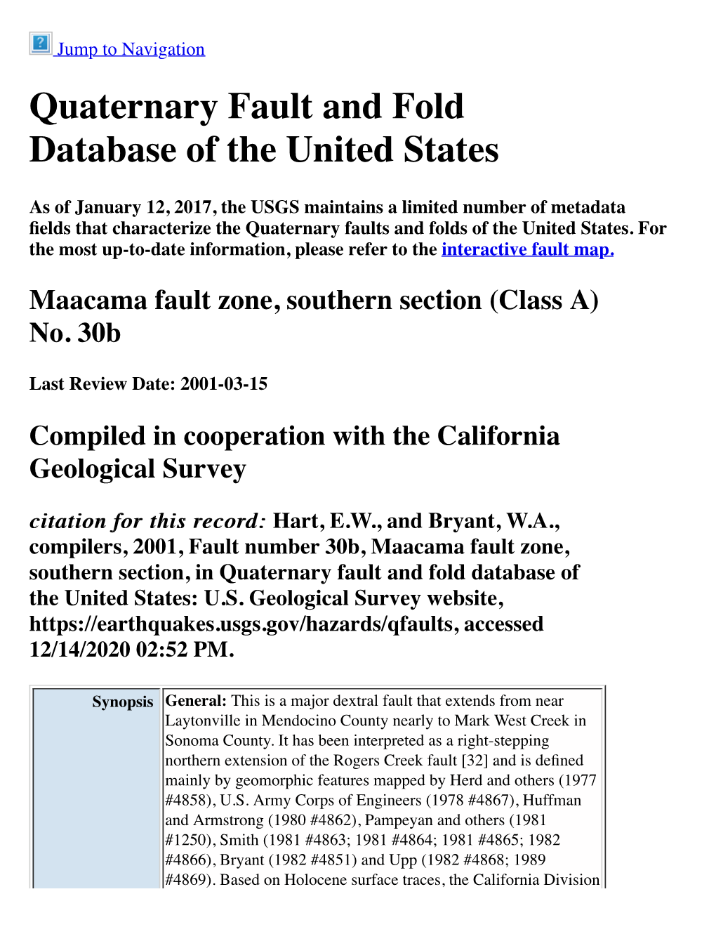 Quaternary Fault and Fold Database of the United States