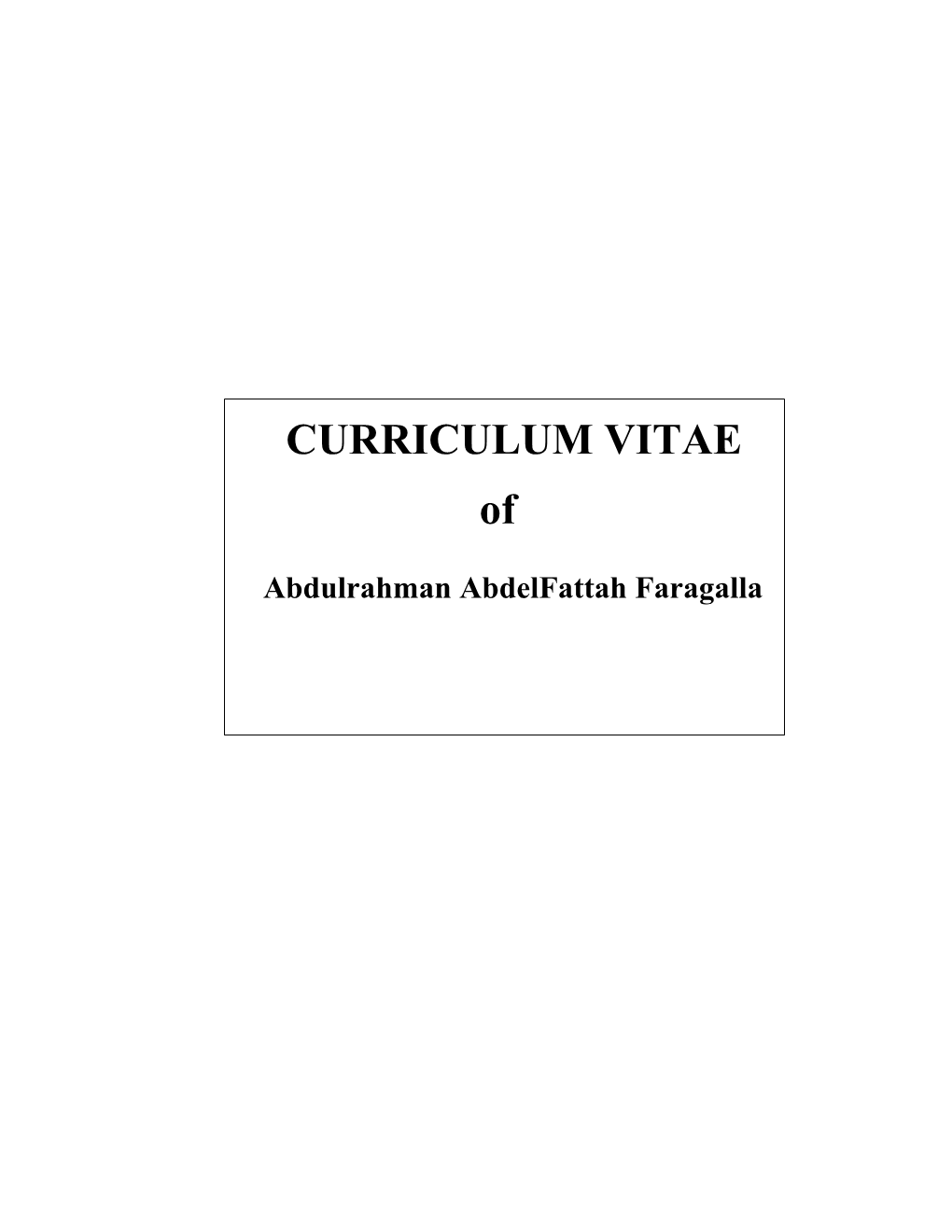 CURRICULUM VITAE Of