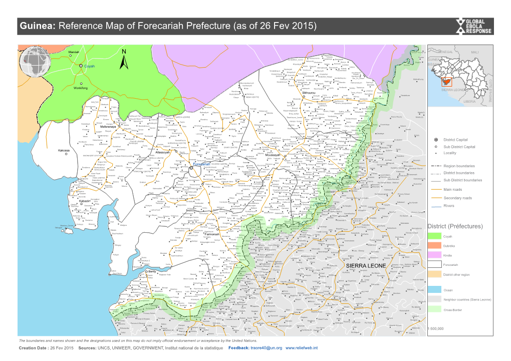 Guinea: Reference Map of Forecariah Prefecture (As of 26 Fev 2015)