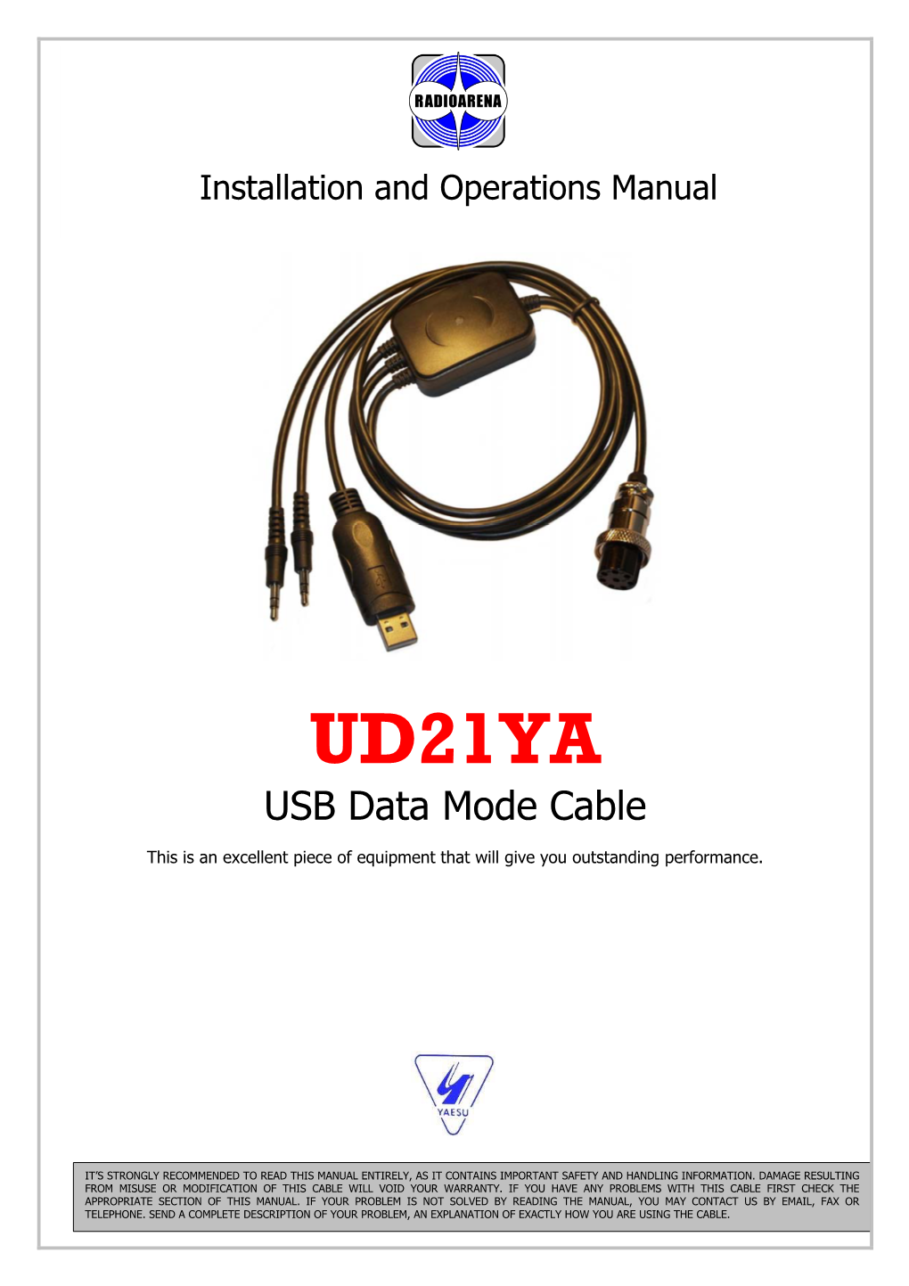 UD21YA USB Data Mode Cable Designed for Yaesu Transceivers