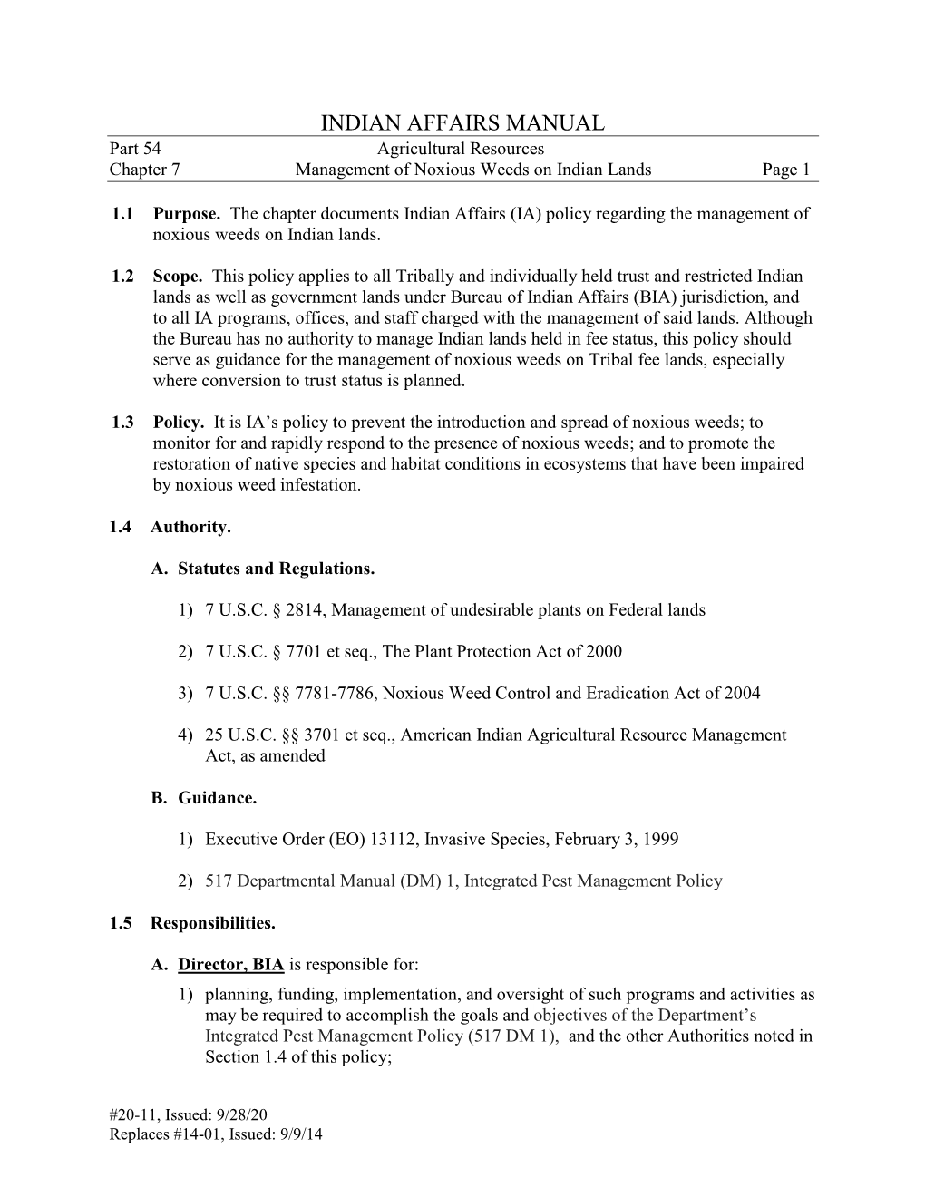 Management of Noxious Weeds on Indian Lands Page 1