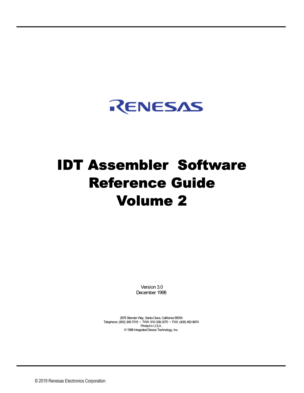 IDT Assembler Software Reference Guide Vol. 2