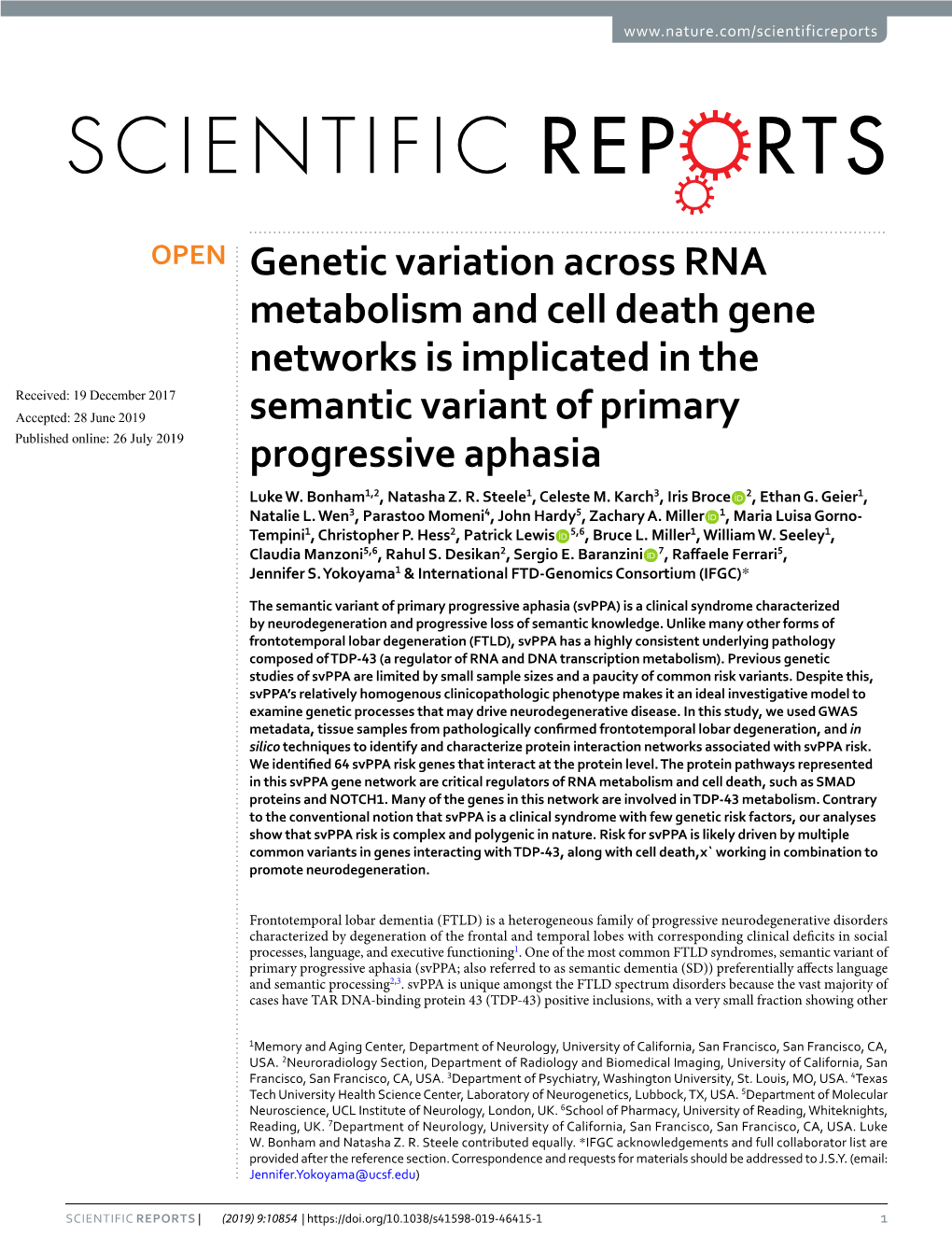 Genetic Variation Across RNA Metabolism and Cell Death Gene