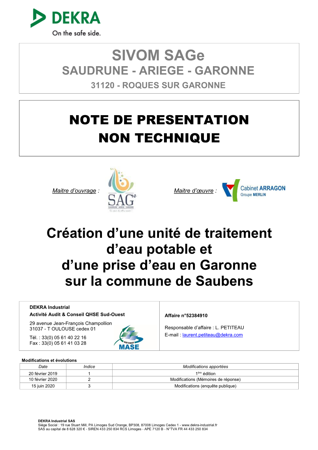 SIVOM Sage SAUDRUNE - ARIEGE - GARONNE 31120 - ROQUES SUR GARONNE