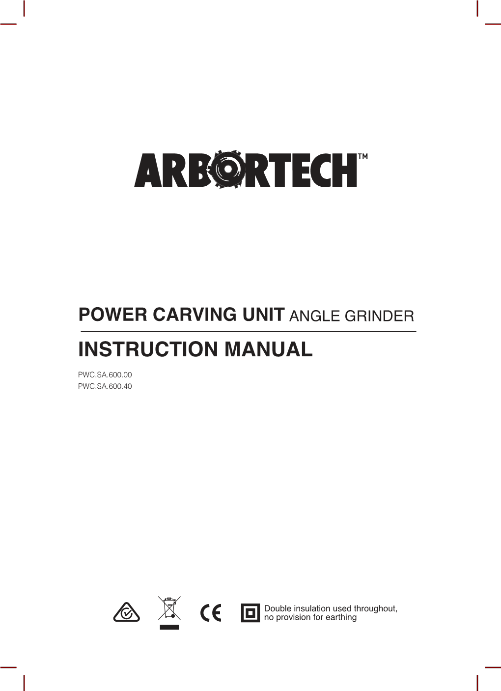 Power Carving Unit Angle Grinder Instruction Manual