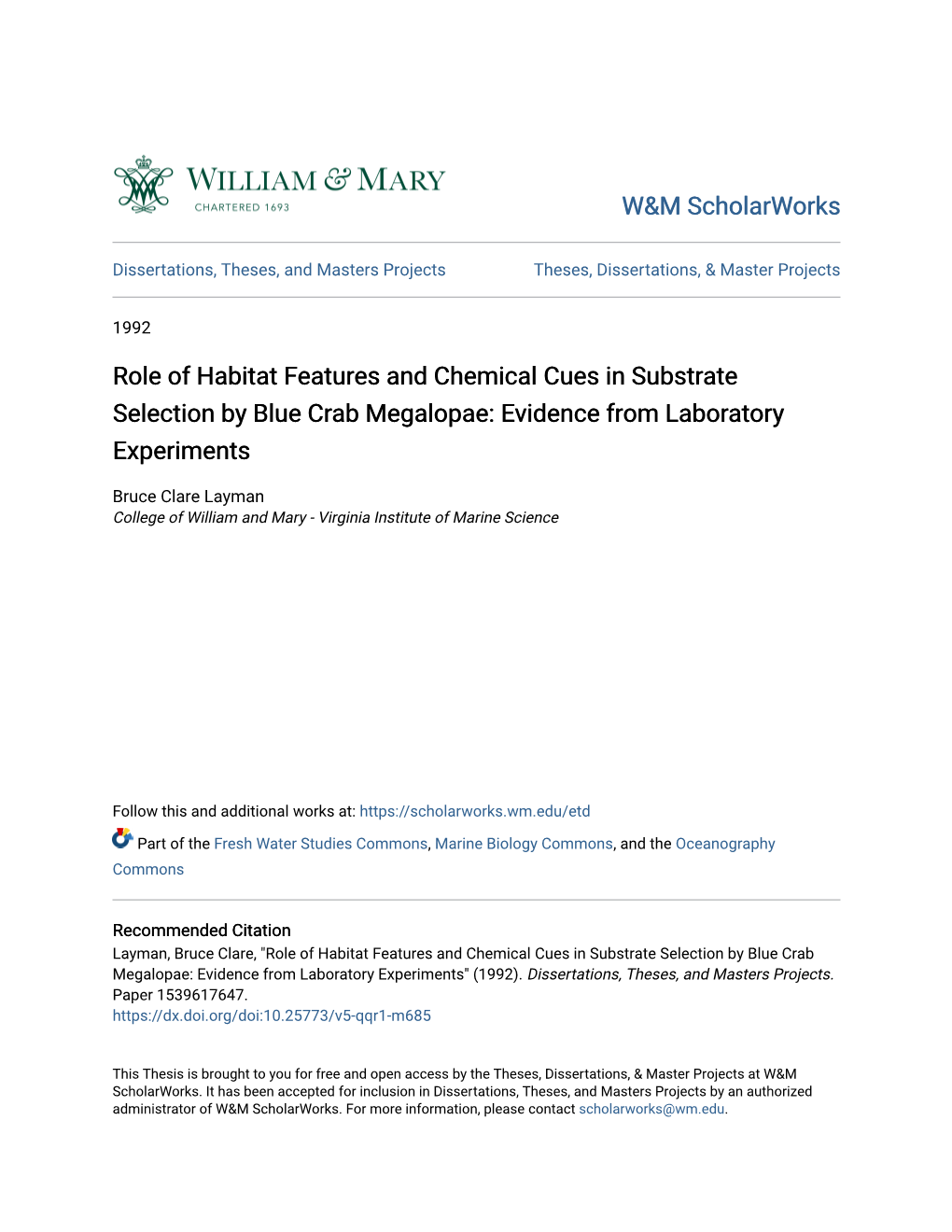 Role of Habitat Features and Chemical Cues in Substrate Selection by Blue Crab Megalopae: Evidence from Laboratory Experiments