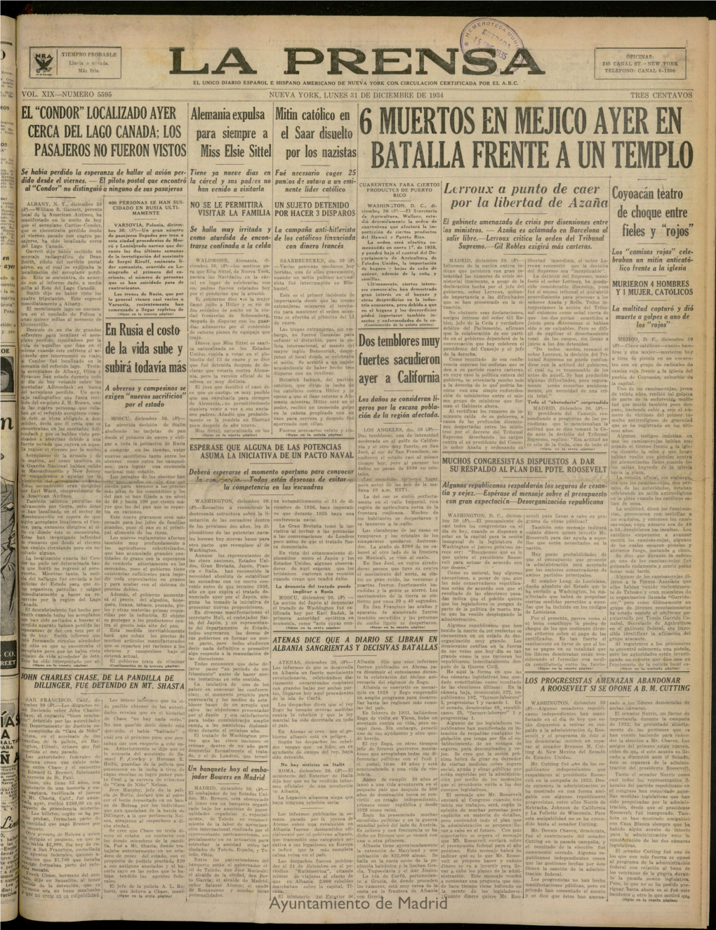 La Prensa Asociada Quij Folicias Del Estado Para Qne És- Venio Antes De Que Termine 1936, Los Más Conservadores Republica- Precios Dobles