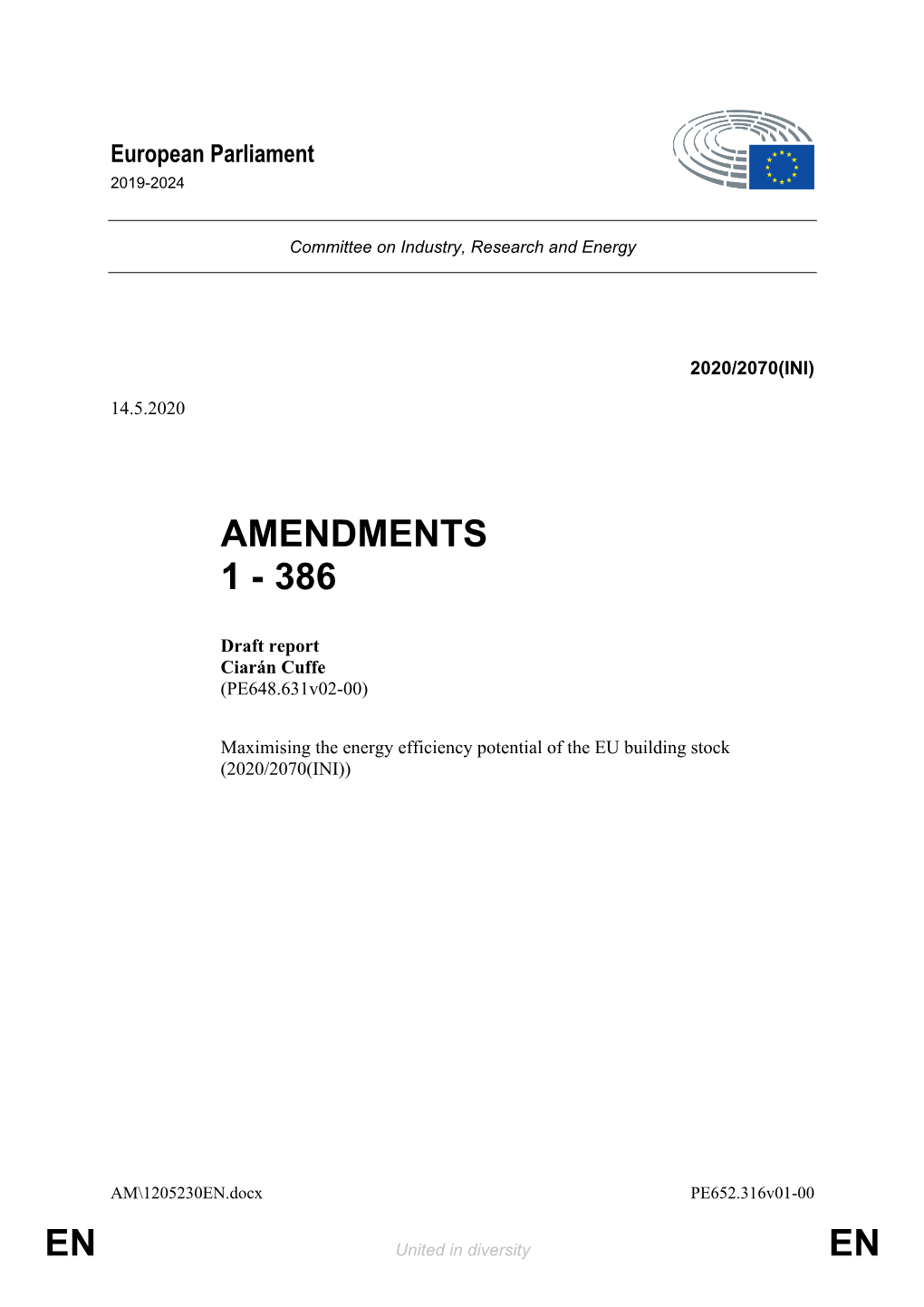 Amendments of ITRE