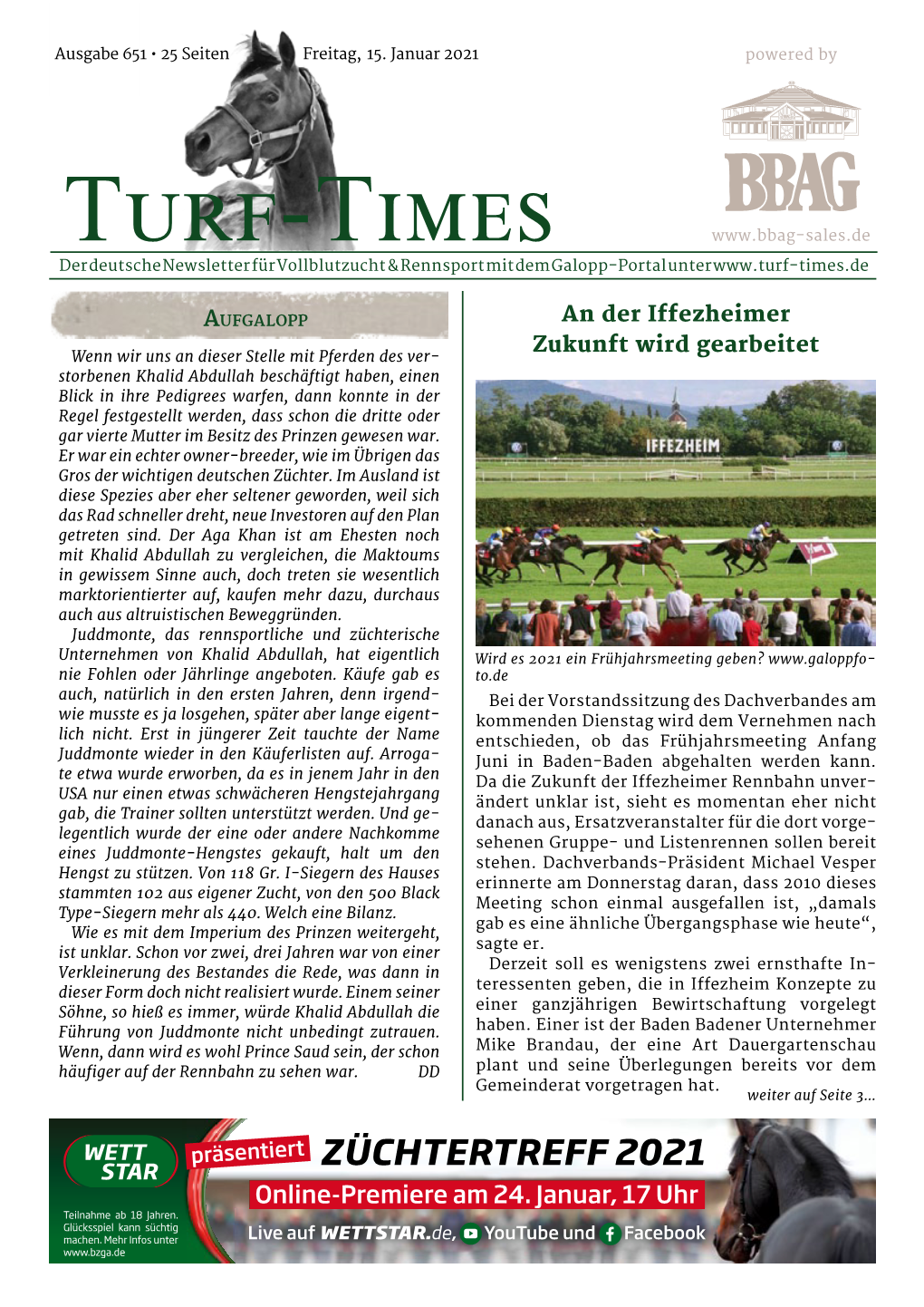 Turf-Times Der Deutsche Newsletter Für Vollblutzucht & Rennsport Mit Dem Galopp-Portal Unter