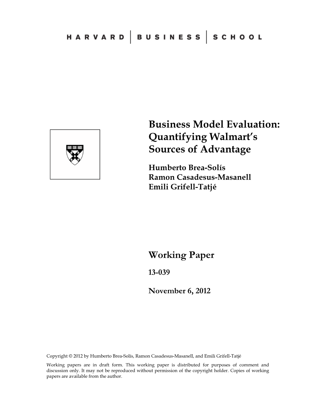 Business Model Evaluation: Quantifying Walmart's Sources Of
