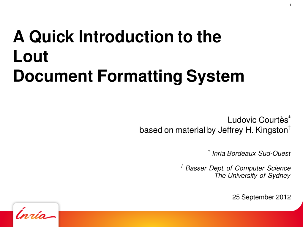 A Quick Introduction to the Lout Document Formatting System