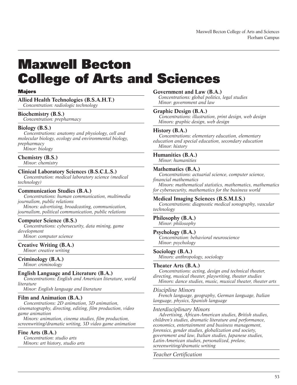 Maxwell Becton College of Arts and Sciences Florham Campus