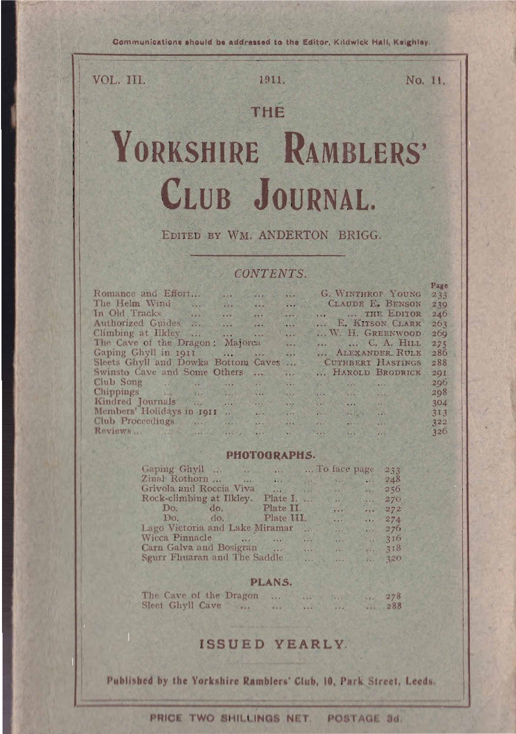 Vol 3 No 11 Yorkshire Ramblers' Club Journal