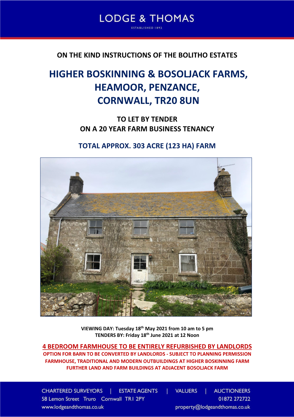 Higher Boskinning & Bosoljack Farms, Heamoor, Penzance, Cornwall, Tr20