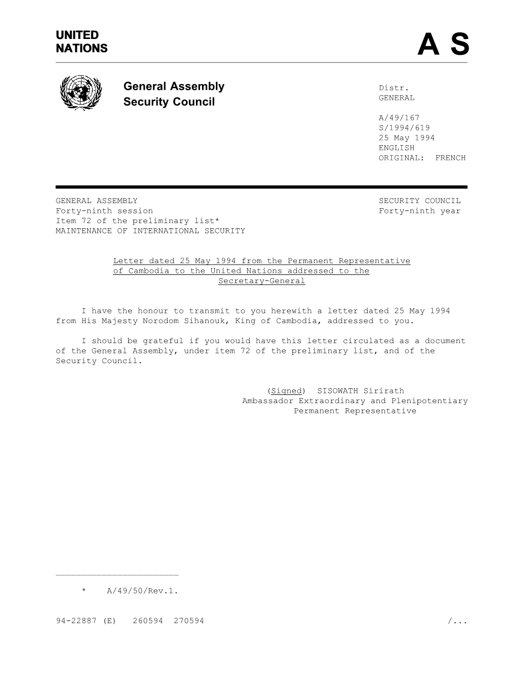 UNITED NATIONS General Assembly Security Council