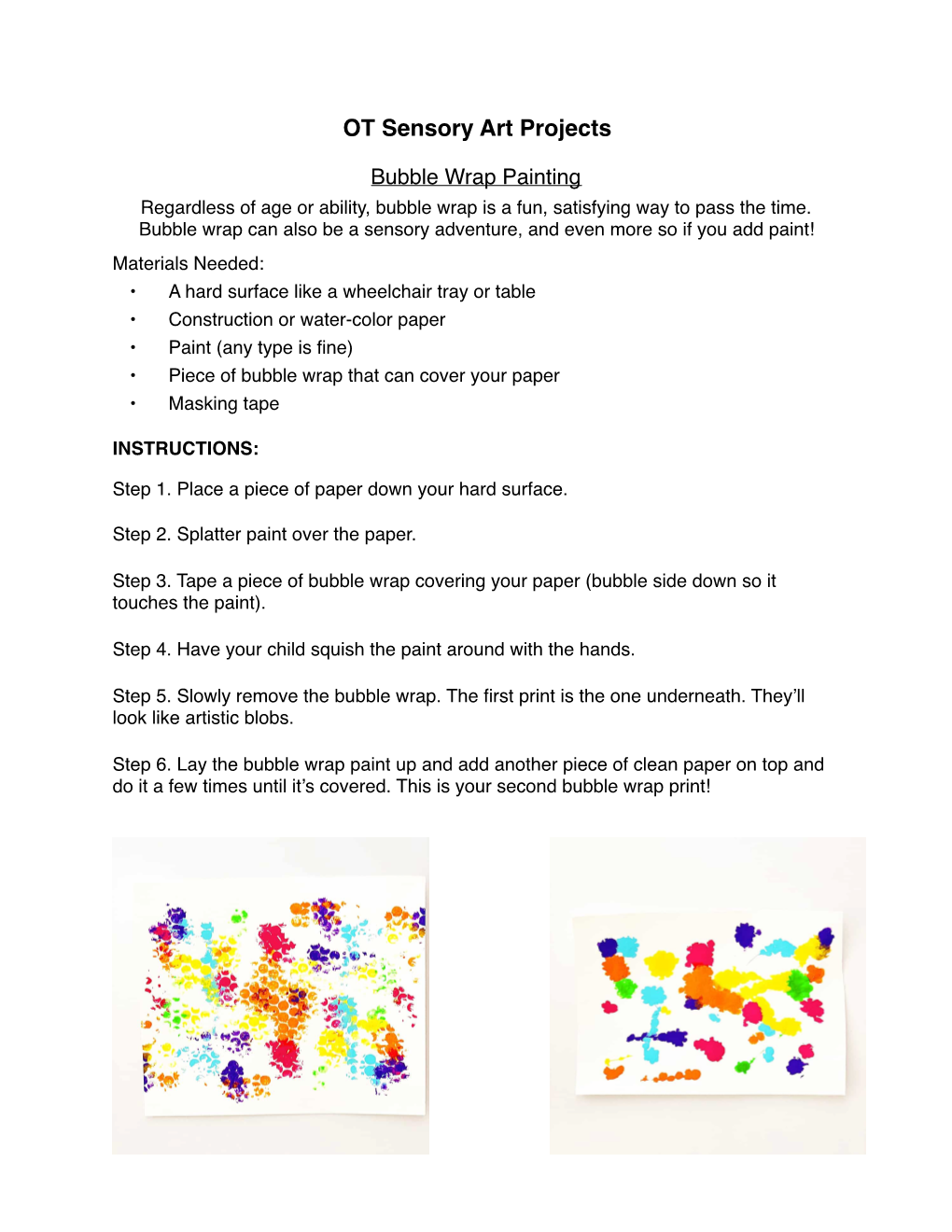 OT Sensory Art Projects