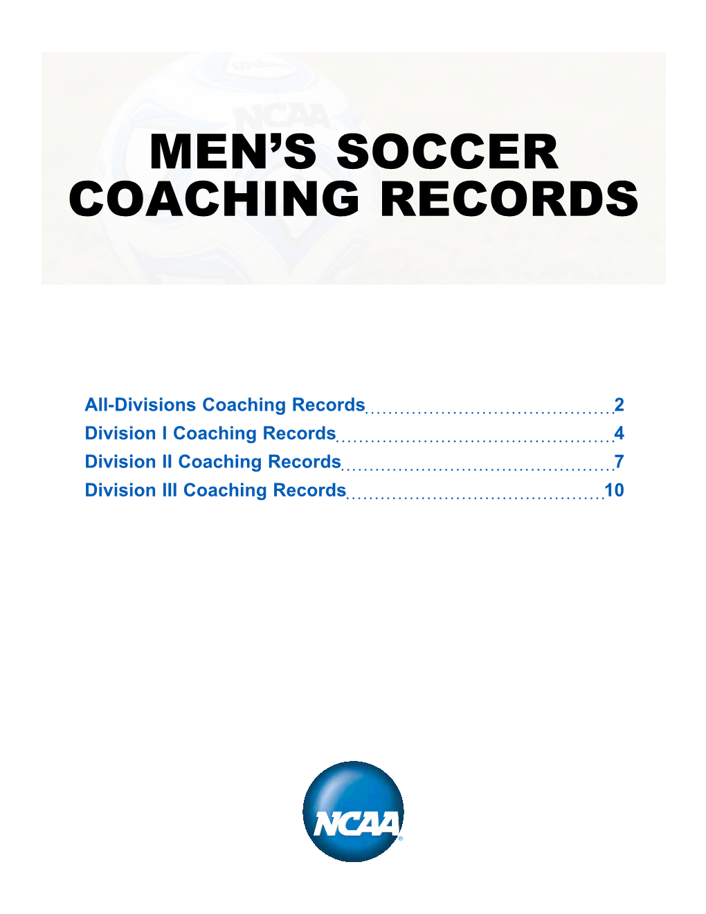 Men's Soccer Coaching Records