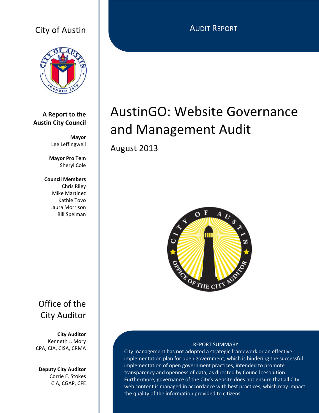 Austingo: Website Governance and Management Audit