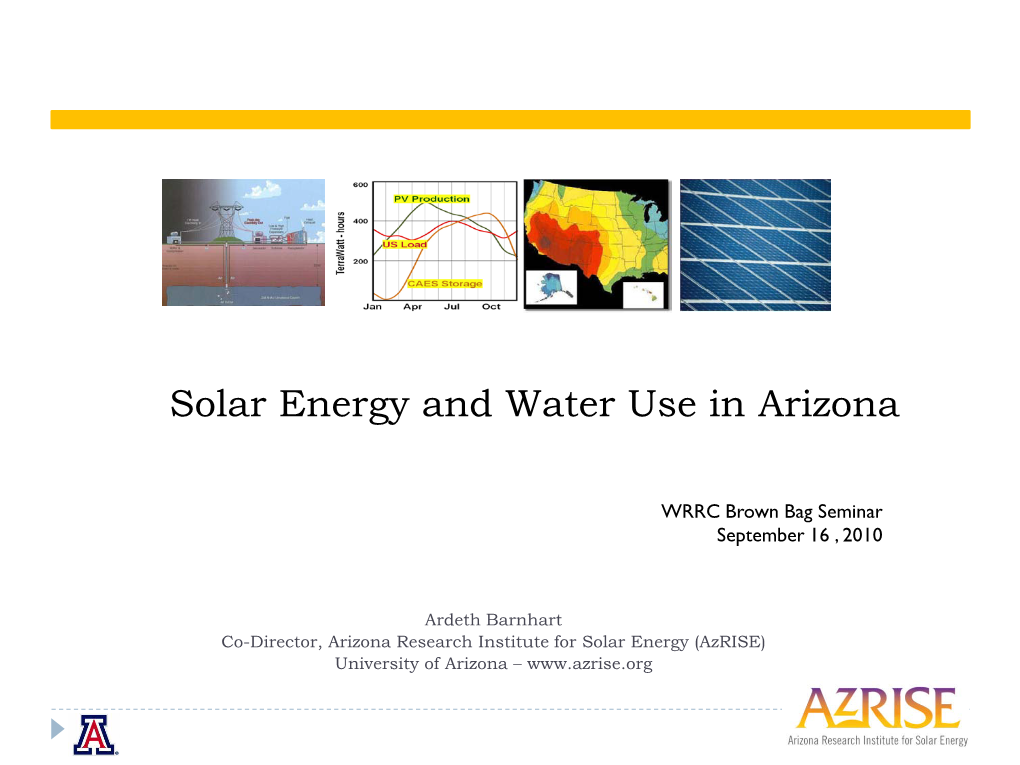 Solar Energy and Water Use in Arizona